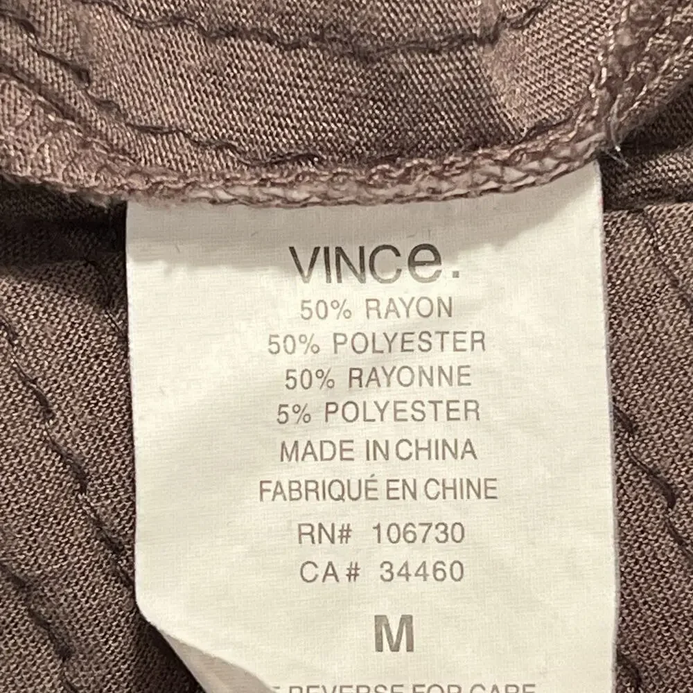 Vince Tunic Top Womens Medium Taupe Metallic Silver Sequins Short Sleeve Draped - Picture 9 of 11